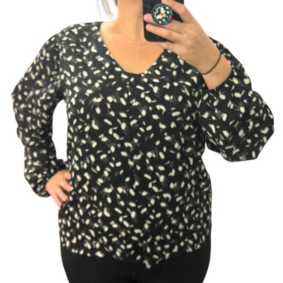 Lush X-LARGE Mila Relaxed Blouse - Stitch Fix Button Up Long Sleeve Elastic Cuff - Picture 13 of 14